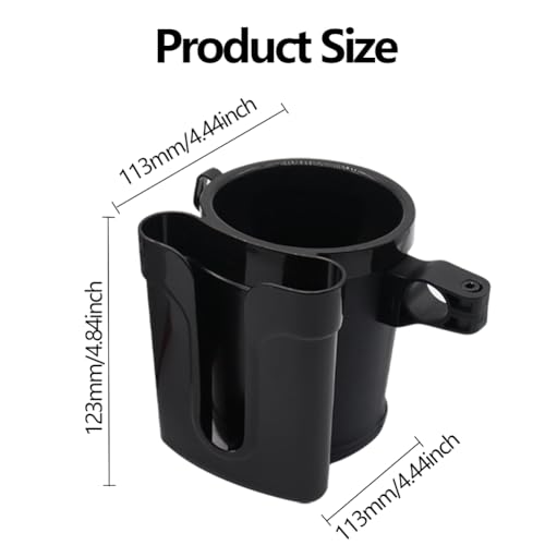 Bike Cup Holder & Phone Mount, 3‑in‑1 Universal Drink Bottle Mount - color: black