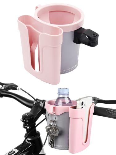 Bike Cup Holder & Phone Mount, 3‑in‑1 Universal Drink Bottle Mount - color: black