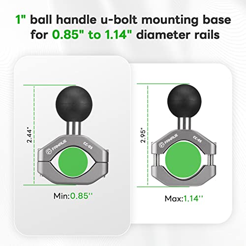 FANAUE Handlebar Clamp Mount U-bolt Base with B Size 1" Ball for 0.85" to 1.14" Diameter Rail, Compatible with RAM Mounts B Size Double Socket Arm & Motorcycle Phone Mount - size: CC-05X
