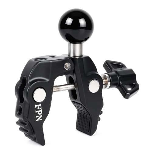 Aluminum Alloy Handlebar Clamp Mount with 1" Rubber Ball for 0.5-1.77 inch Rails, Compatible with RAM Mounts B Size Double Socket Arm, for Motorcycle, Bike, ATV - style: 1" Ball Clamp