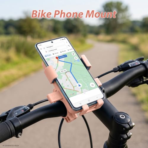 Motorcycle Phone Mount, One-Hand Use & One-Touch Auto Lock | 360° Rotating Anti-Vibration Phone Holder for Bike | Fits 20-32mm Handlebars & 4.7-7.2" Smartphones for Bicycle, Ebike & Scooter - Pink