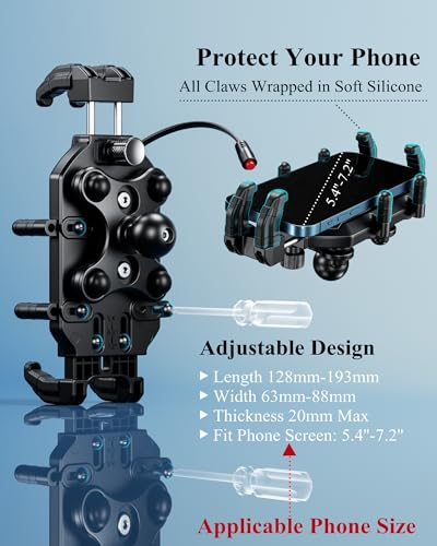 BRCOVAN Motorcycle Phone Mount with Qi Wireless & USB-C Charger
