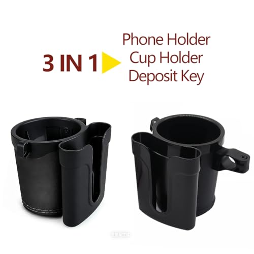 Bike Cup Holder & Phone Mount, 3‑in‑1 Universal Drink Bottle Mount - color: black
