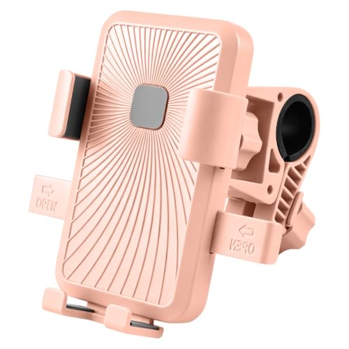 Motorcycle Phone Mount, One-Hand Use & One-Touch Auto Lock | 360° Rotating Anti-Vibration Phone Holder for Bike | Fits 20-32mm Handlebars & 4.7-7.2" Smartphones for Bicycle, Ebike & Scooter - Pink