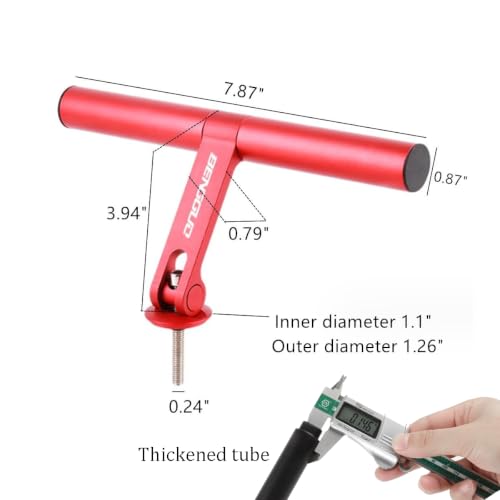 ESUPPORT Bike Handlebar Extender 7.87" Aluminum Alloy Extension Cross Bar - color: Red