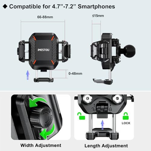 iMESTOU Motorcycle Wireless USB C Phone Mount Anti-Vibration