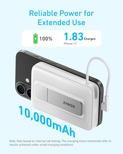 Anker Zolo Magnetic Power Bank,10,000mAh Magsafe Portable Charger - color: White