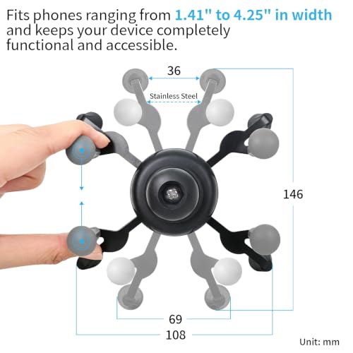 Strg Phone Mount with 7 Holes Drill-Down Round Base and Aluminum Socket Arm - size: Aluminum Alloy Round Base