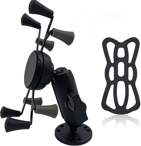 Strg Phone Mount with 7 Holes Drill-Down Round Base and Aluminum Socket Arm - size: Aluminum Alloy Round Base