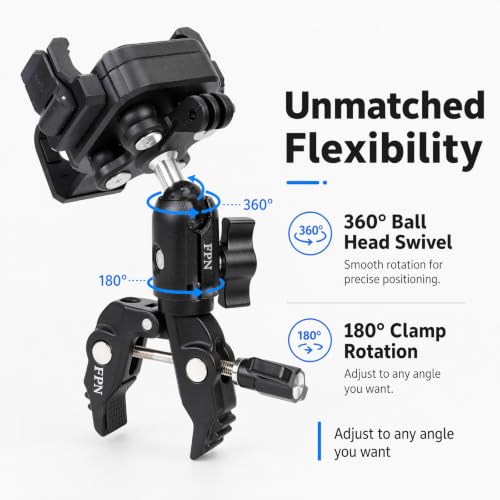 All-Metal Handlebar Clamp Base Mount with Adjustable Single Socket Arm, Fits 0.5-1.77" Round Rails, Compatible with RAM Mounts, 1" Ball Motorcycle Bike Phone Holder - style: Clamp with Single Socket Arm
