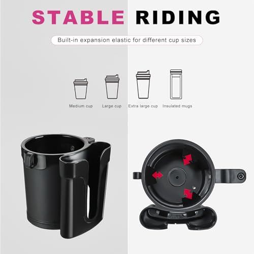 Bike Cup Holder, Motorbike Handlebar Drink Bottle Cage with Cell Phone & Key Holders, Universal Water Bottle Cage Beverage Holder for Most Motorcycles Scooters Bikes (Black) - color: Black