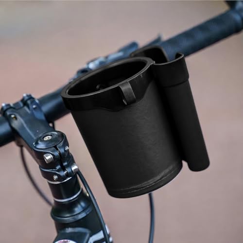 Bike Cup Holder & Phone Mount, 3‑in‑1 Universal Drink Bottle Mount - color: black