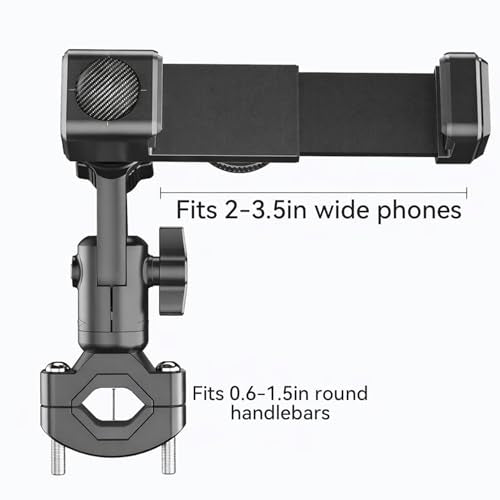 Temvue Bike Phone Mount with Compass, 1080° Rotation, Universal Handlebar Phone Holder, Shockproof and Secure Motorcycle Phone Mount, Compatible with All Smartphones.