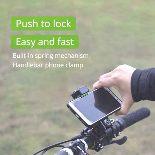 Temvue Bike Phone Mount with Compass, 1080° Rotation, Universal Handlebar Phone Holder, Shockproof and Secure Motorcycle Phone Mount, Compatible with All Smartphones.