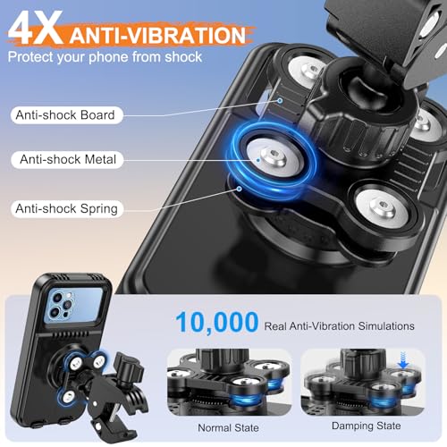 HUANLANG Motorcycle Phone Mount Anti Vibration,Waterproof Bike Phone Holder