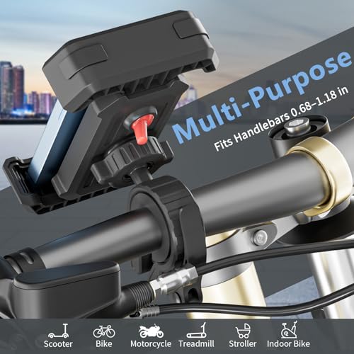 Bike Phone Holder, Locking Motorcycle Mount, One-Hand Quick Release