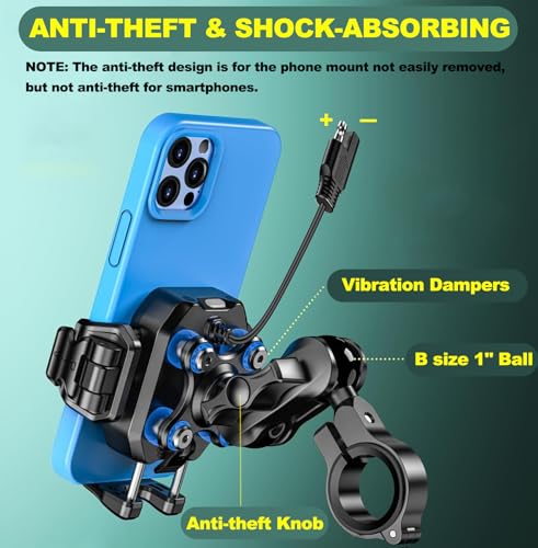iMESTOU Motorcycle Wireless USB C Phone Mount Anti-Vibration