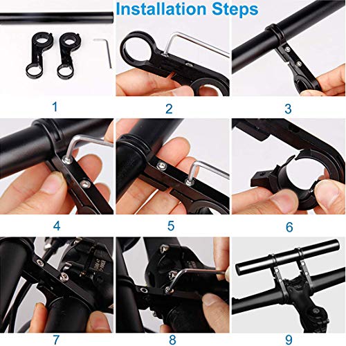 Bike Bicycle Double Handlebar Extender Extension,11.8"(30 cm) Aluminum alloy Super Long Bracket Accessories,For Bike Mounts,Extender Bars, Headlights,Light Lamp,Phone Mount,For 31.8mm/25.4mm caliber