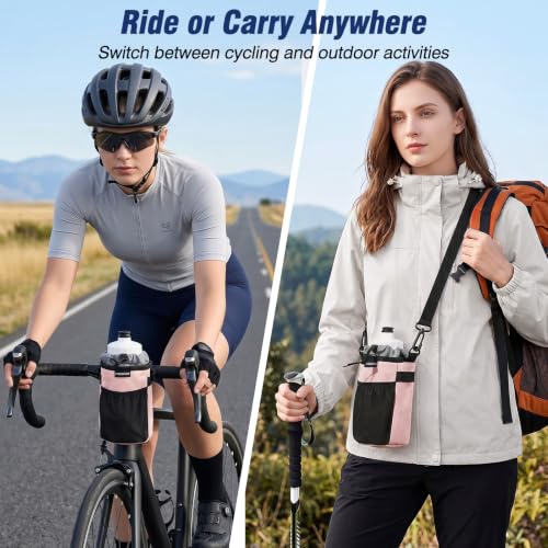 MoKo Bike Water Bottle Holder, Handlebar Cup Holder, Fits 12-30 oz Bottles - color: Pink