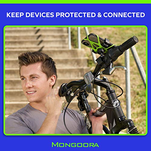 Bike & Motorcycle Phone Mount - GPS Cell Phone Holder for Bicycle Handlebar - Easy to Install Bike Accessories Fits iPhone, Galaxy, Android - Stocking Stuffers - 3 Bands (Black, Red, Green)