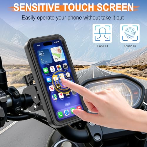 HUANLANG Motorcycle Phone Mount Anti Vibration,Waterproof Bike Phone Holder