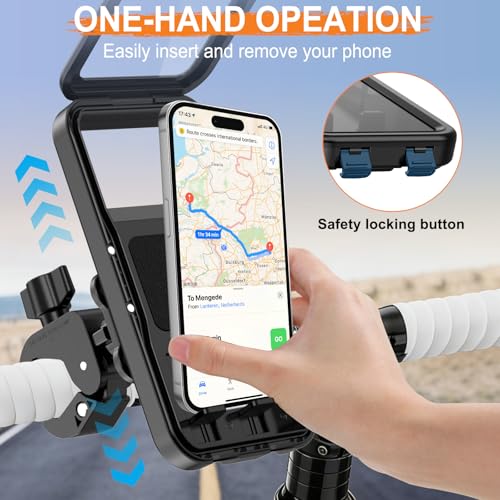 HUANLANG Motorcycle Phone Mount Anti Vibration,Waterproof Bike Phone Holder