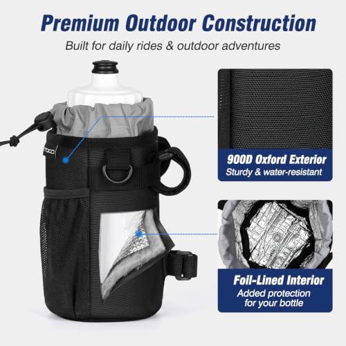MoKo Bike Water Bottle Holder, Handlebar Cup Holder, Fits 12-30 oz Bottles - color: Black