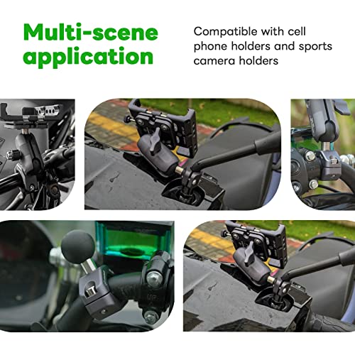 FANAUE Handlebar Clamp Mount U-bolt Base with B Size 1" Ball for 0.85" to 1.14" Diameter Rail, Compatible with RAM Mounts B Size Double Socket Arm & Motorcycle Phone Mount - size: CC-05X
