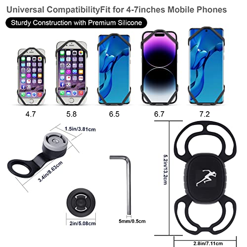 WALLFID Bike Phone Mount for Stem Mounting 4.7"-7.2" Cell Phones, Aluminum Alloy Strong Ultra Light Phone Mount for Bicycle, Designed for Road Bicycle Accessories - Cycling Gift