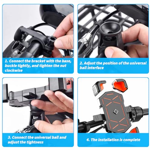 AUCELI 4.7-7.2 Inch Motorcycle Phone Mount Quick Release Bike Holder Black - color: Black