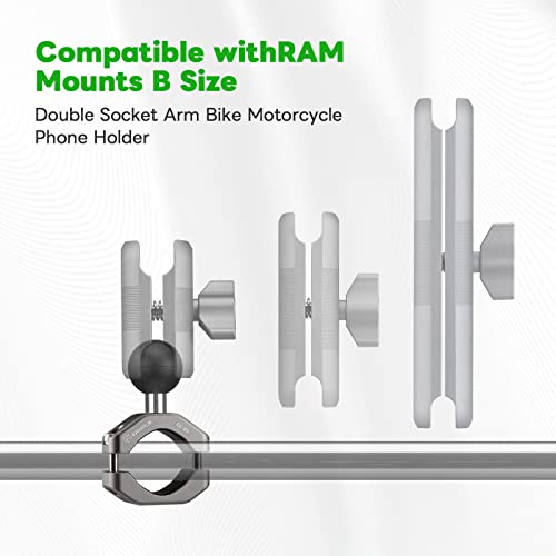 FANAUE Handlebar Clamp Mount U-bolt Base with B Size 1" Ball for 0.85" to 1.14" Diameter Rail, Compatible with RAM Mounts B Size Double Socket Arm & Motorcycle Phone Mount - size: CC-05X