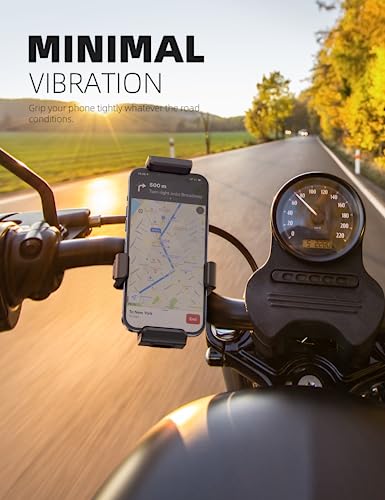 Lamicall Motorcycle Bike Phone Mount - [Full-Around Protection Clip] Bicycle Handlebar Phone Holder, Motorcycle Phone Clip, Scooter Clamp for iPhone 16 15 14 Pro Max/Plus, S24 Ultra and 4.7-7" Phones