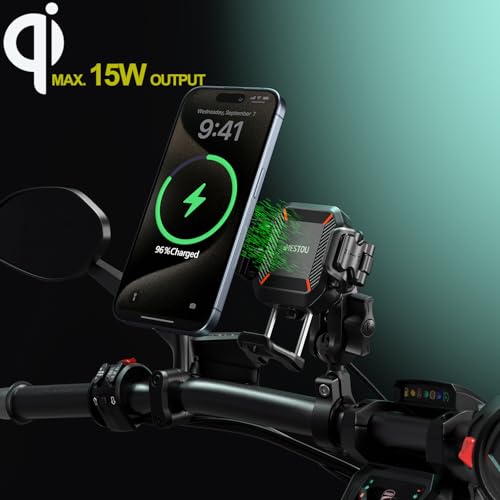 iMESTOU Motorcycle Wireless USB C Phone Mount Anti-Vibration