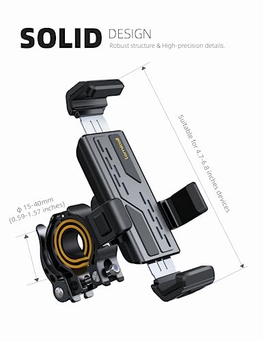 Lamicall Motorcycle Bike Phone Mount - [Full-Around Protection Clip] Bicycle Handlebar Phone Holder, Motorcycle Phone Clip, Scooter Clamp for iPhone 16 15 14 Pro Max/Plus, S24 Ultra and 4.7-7" Phones