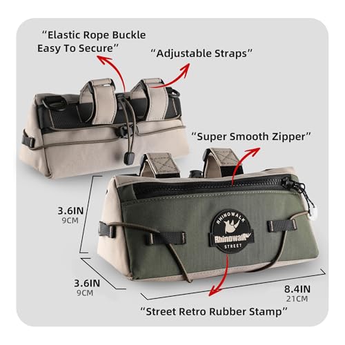 Rhinowalk Bike Handlebar Bag Bicycle Front Bag Storage Small Pouch with Shoulder Strap for Urban Cycling - color: Green