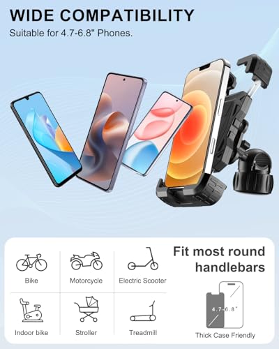 Motorcycle Phone Mount with Vibration Dampener for 4.7-7" Phone - color: Knob Base