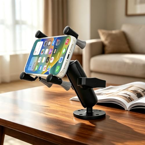 Strg Phone Mount with 7 Holes Drill-Down Round Base and Aluminum Socket Arm - size: Aluminum Alloy Round Base