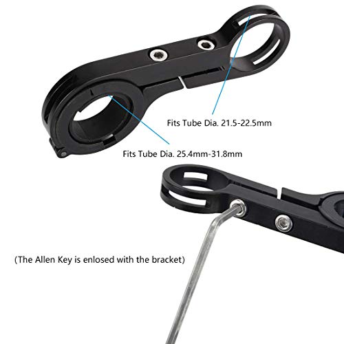Bike Bicycle Double Handlebar Extender Extension,11.8"(30 cm) Aluminum alloy Super Long Bracket Accessories，For Bike Mounts,Extender Bars, Headlights,Light Lamp,Phone Mount,For 31.8mm/25.4mm caliber