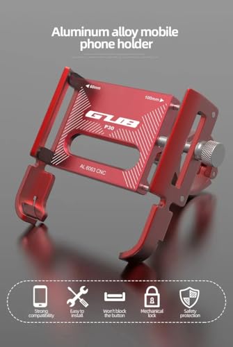 GUB P30 Aluminum Bike Phone Holder for 3.5" to 7.5" Device Bicycle Phone Stand Scooter Moto Mount Support Handlebar Clips - color: Red