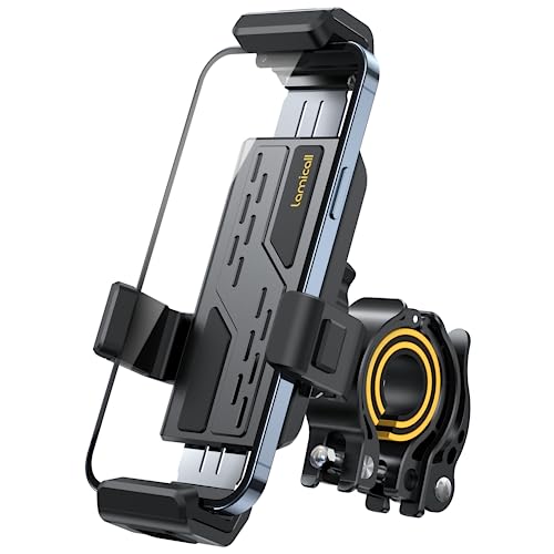 Lamicall Motorcycle Bike Phone Mount - [Full-Around Protection Clip] Bicycle Handlebar Phone Holder, Motorcycle Phone Clip, Scooter Clamp for iPhone 16 15 14 Pro Max/Plus, S24 Ultra and 4.7-7" Phones
