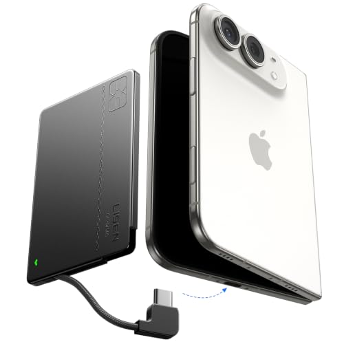 LISEN 【0.2'' Ultra Slim Portable Charger USB C for iPhone 18 Accessories 17/16/15, 5000mAh Portable Power Bank Fast Charging, Alloy Battery Phone Charger for Travel Essentials, Wired Charging Only - color: Black