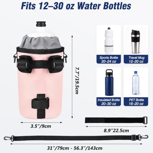 MoKo Bike Water Bottle Holder, Handlebar Cup Holder, Fits 12-30 oz Bottles - color: Pink