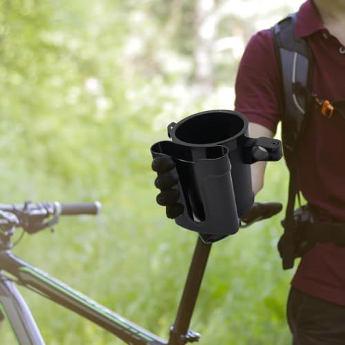Bike Cup Holder & Phone Mount, 3‑in‑1 Universal Drink Bottle Mount - color: black