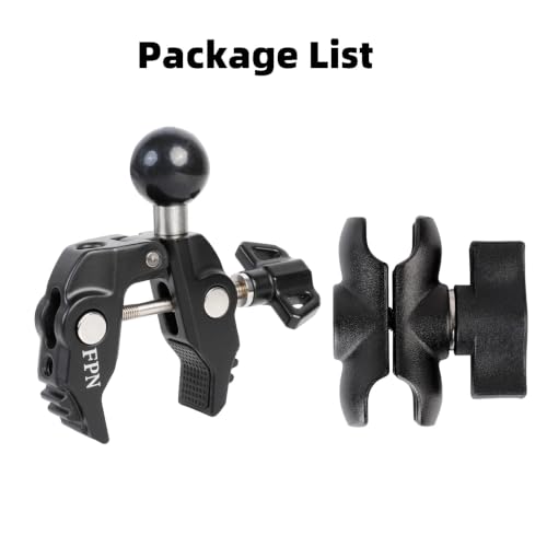 Aluminum 1" Ball Clamp Mount Base with Short Double Socket Arm, Fits Handlebar Rails 0.5 to 1.77" in Dia, Compatible with RAM Mounts and Motorcycle/Bike Phone Holder - style: 1" Ball Clamp with Double Socket Arm