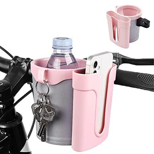 Bike Cup Holder & Phone Mount, 3‑in‑1 Universal Drink Bottle Mount - color: Pink