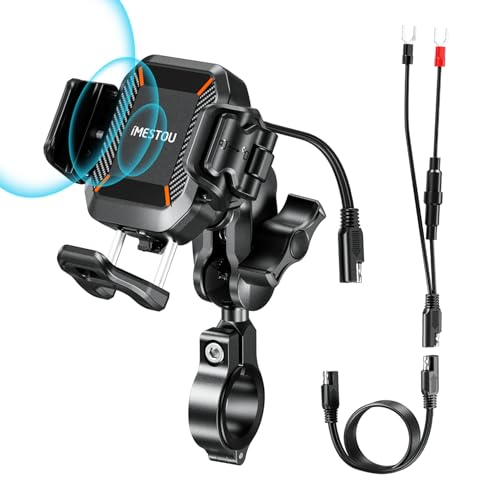 iMESTOU Motorcycle Wireless USB C Phone Mount Anti-Vibration