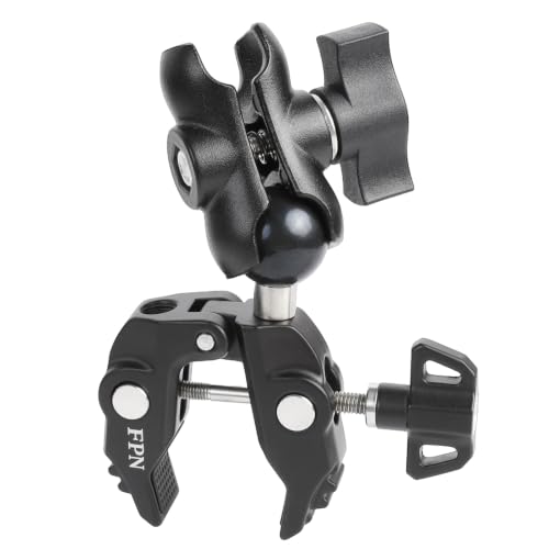 Aluminum 1" Ball Clamp Mount Base with Short Double Socket Arm, Fits Handlebar Rails 0.5 to 1.77" in Dia, Compatible with RAM Mounts and Motorcycle/Bike Phone Holder - style: 1" Ball Clamp with Double Socket Arm
