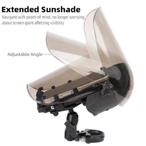 Motorcycle Phone Mount with Vibration Dampener, Waterproof, Sunproof, Aluminum Alloy Handlebar Mounting Base, One-Handed Operation Motorcycle Universal Phone Holder for 4.7"-7.2" Smartphones