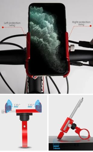 GUB P30 Aluminum Bike Phone Holder for 3.5" to 7.5" Device Bicycle Phone Stand Scooter Moto Mount Support Handlebar Clips - color: Red