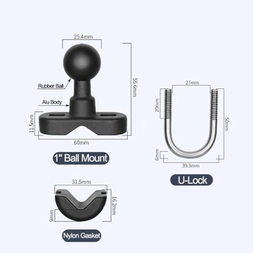 Strg Phone Mount with U-Bolt Base and Aluminum Arm for Motorcycle Bike - size: Aluminum Alloy U-Bolt Base